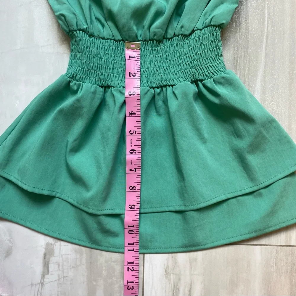 NWT Pleat. Wells Jade Green High Neck Sleeveless Dress Layered Skirt, girls 7